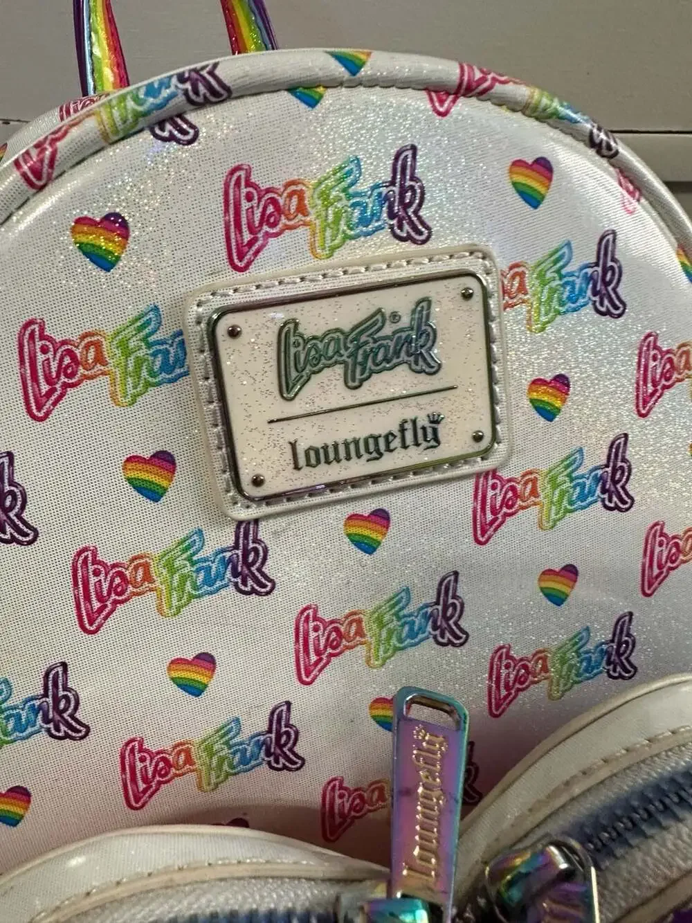 Loungefly x Lisa Frank Logo Mini Backpack w/Detachable Rainbow Heart Fanny Pack - Picture 2 of 11
